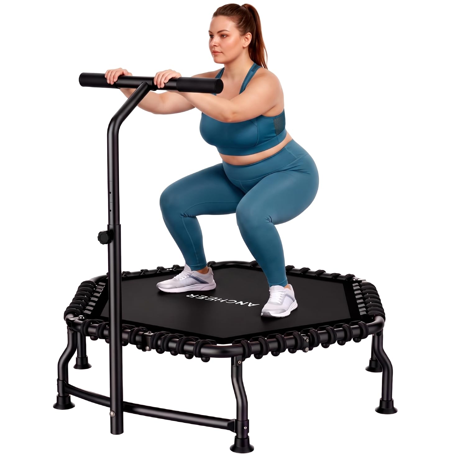 ANCHEER 50" Rebounder Trampoline for Adults- Handle Bar, Indoor, 550 lb