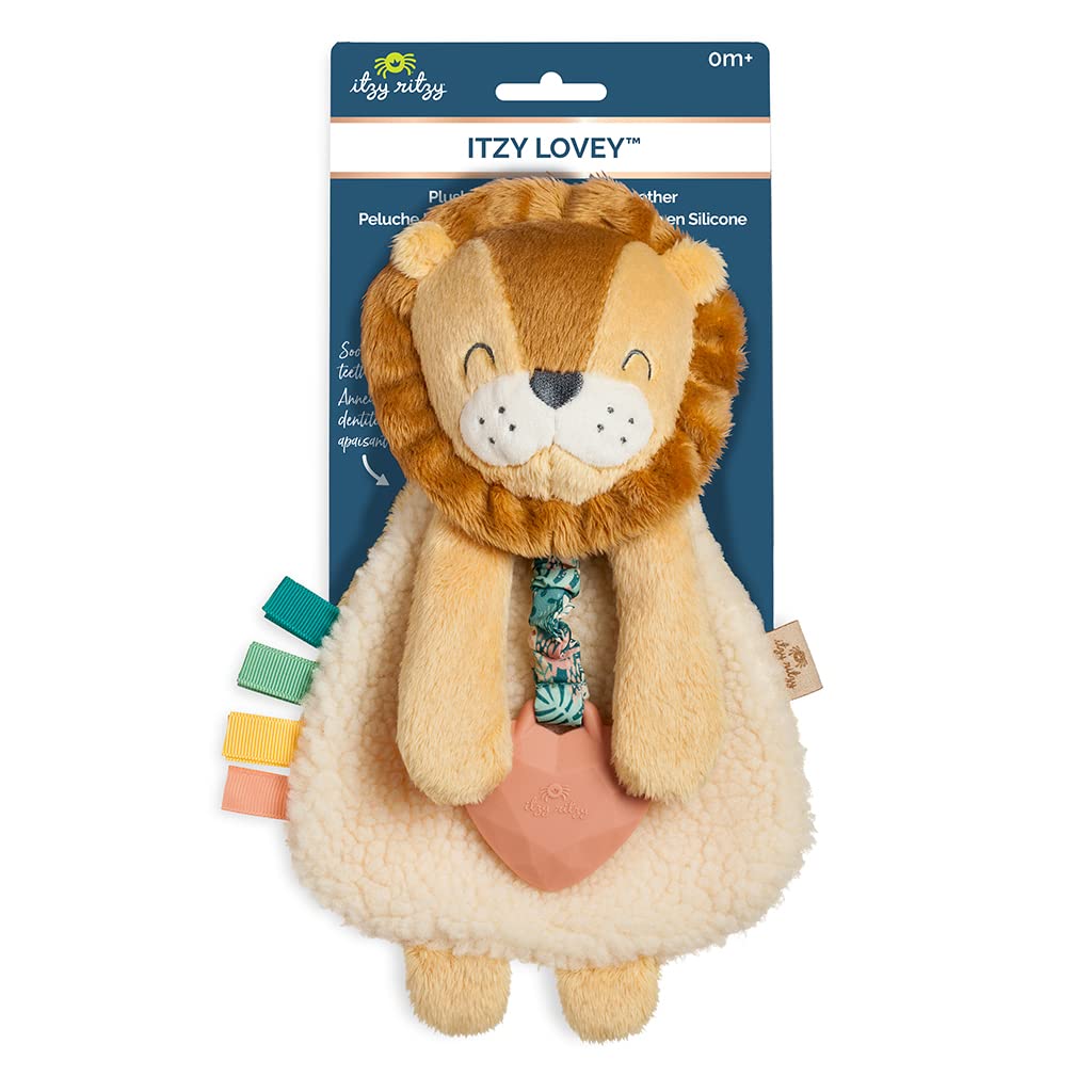 Itzy Ritzy - Itzy Lovey Including Teether, Textured Ribbons & Dangle Arms; Features Crinkle Sound, Sherpa Fabric and Minky Plush; Lion