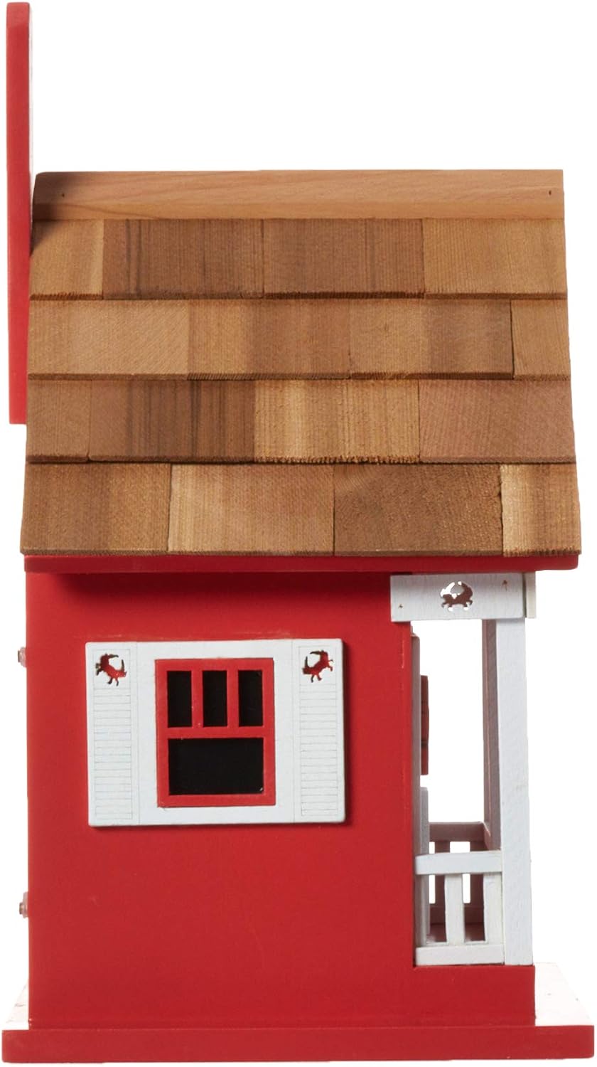 Home Bazaar Crab Cottage Birdhouse, Red