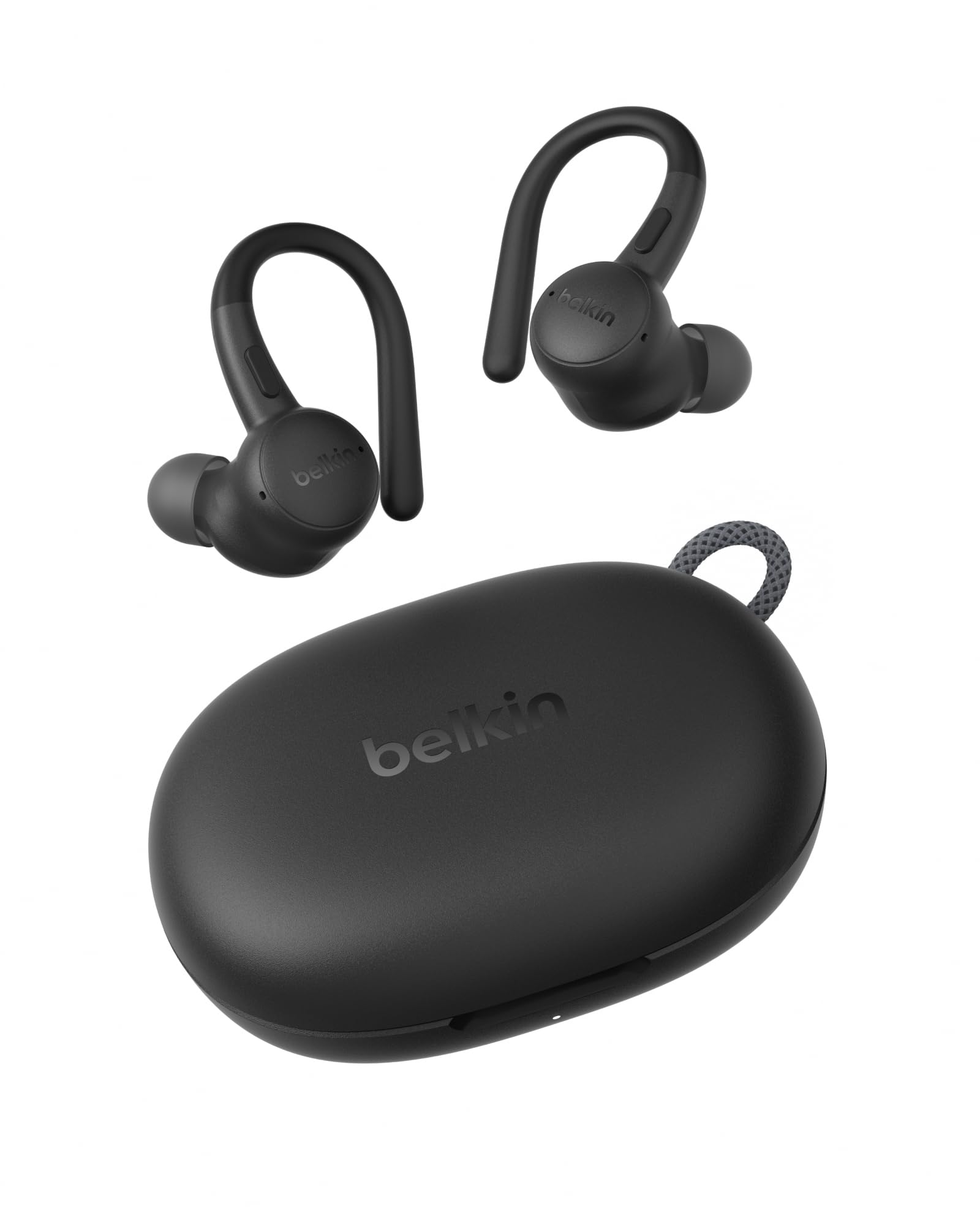 Belkin SoundForm ActiveFit In Ear Kopfhörer Kabellos Bluetooth mit Mikrofon, Schnellladen mit USB-C, 36 Std. Betrieb, wasserfest nach IP54, Kopfhörer Sport für iPhone, iPad, Galaxy, Pixel – Schwarz