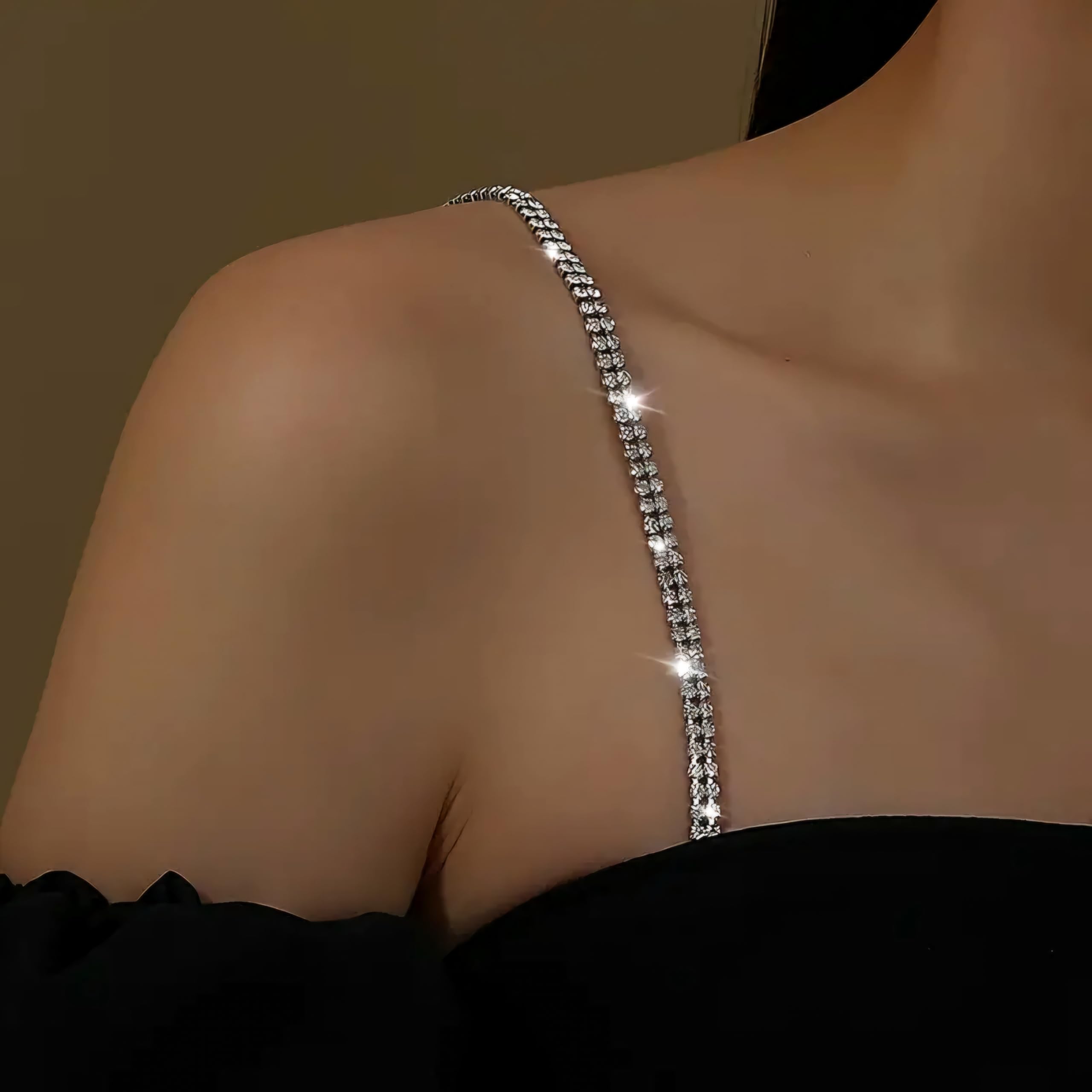 dexent collection Rhinestone Beaded Multilayered Bra Straps – Stylish, Adjustable, Supportive Straps for Off-Shoulder Tops, Clear & Tape Bras-picture-13