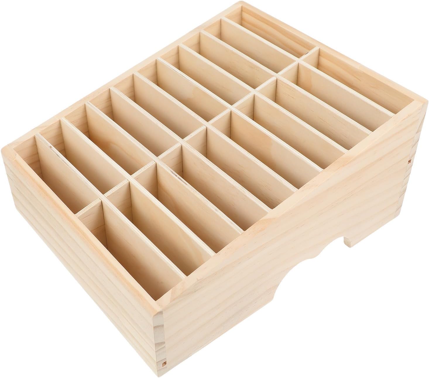 Wooden Tiered 20-grid Phone Desktop Organizer Box for Desk