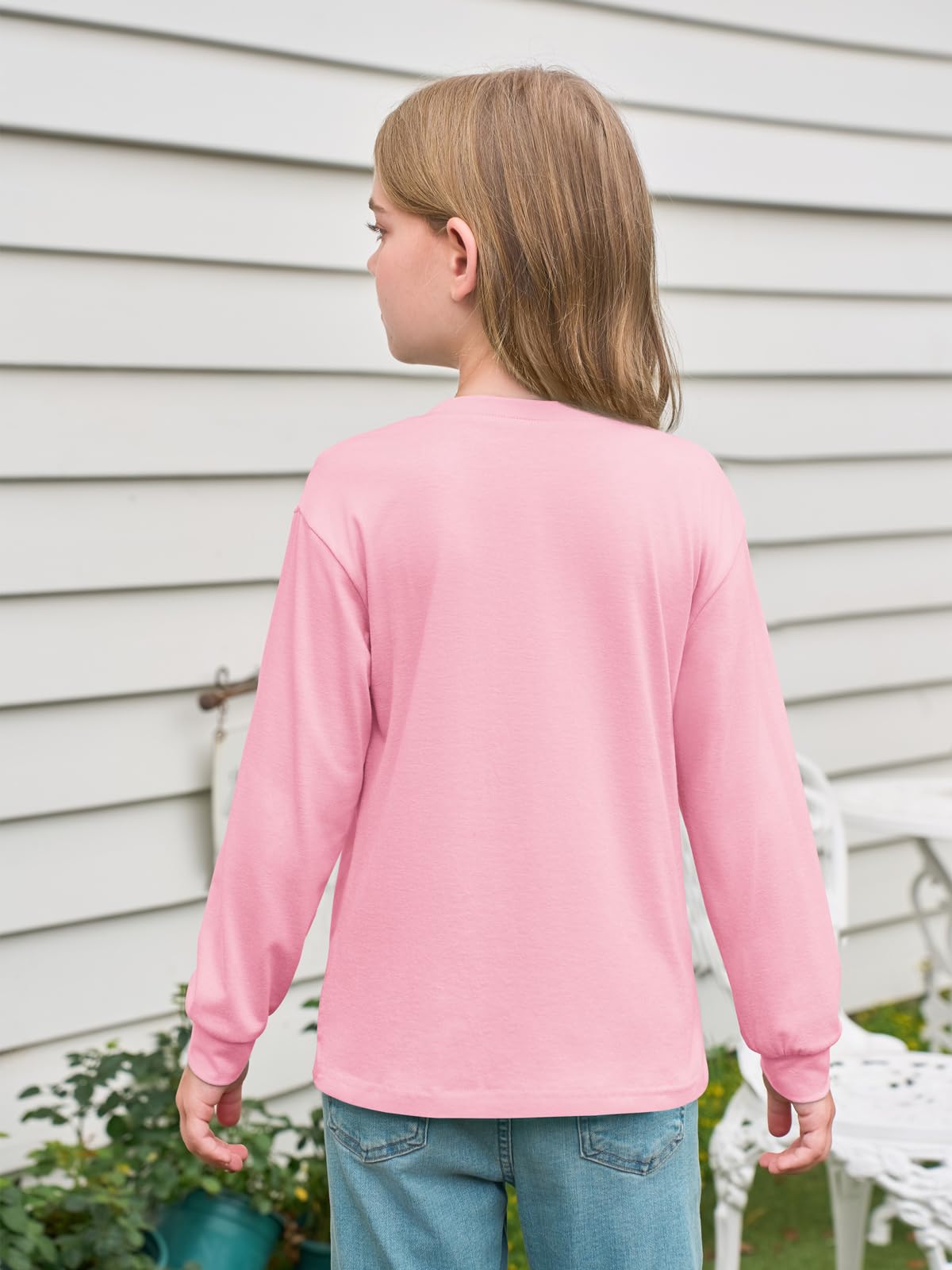 Haloumoning Camisas de manga larga para niñas con cuello redondo suave