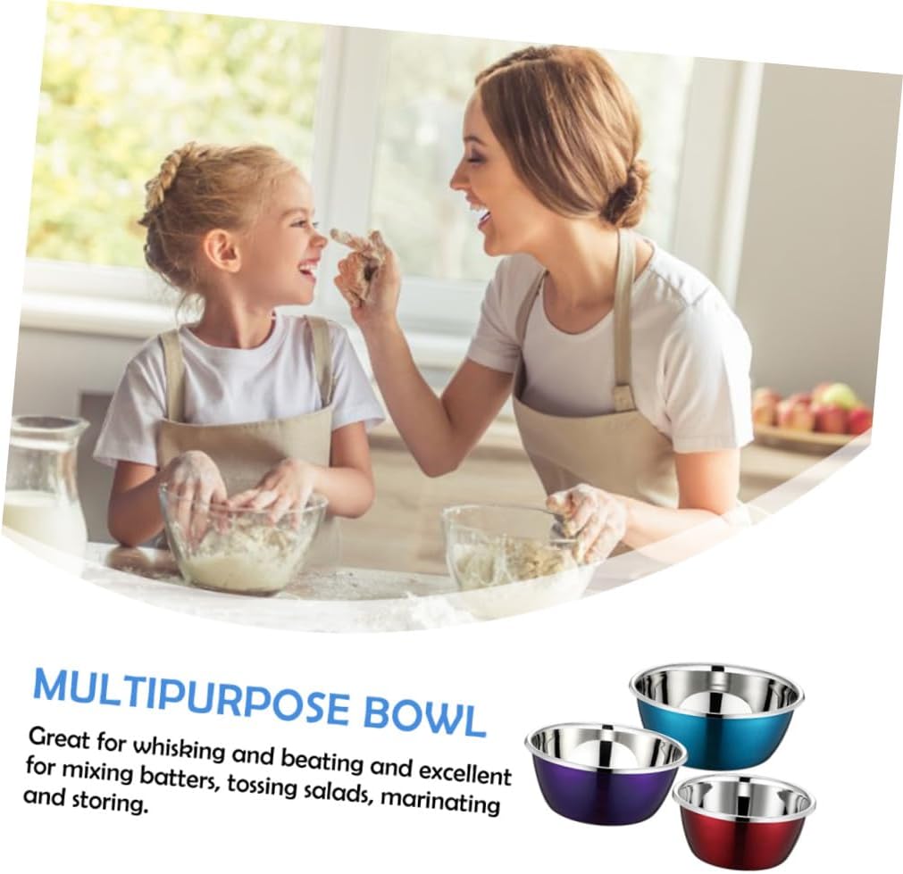 3pcs Stainless Steel Mixing Bowl Nesting Bowls Bpa Salad Serving Storage for Kitchen