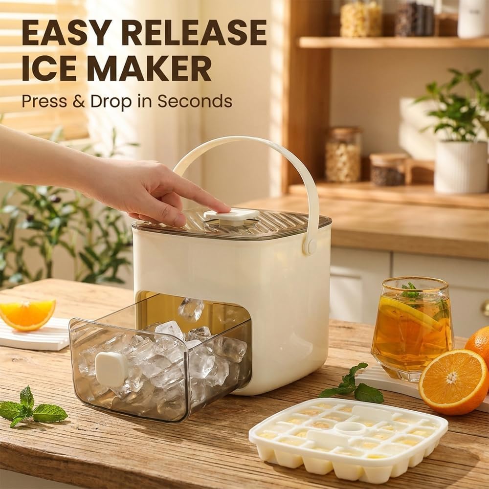 Silikon Eiswürfelform mit Deckel - Pressform für 48 Würfel, flexibel leicht zu lösen, BPA-frei - Ideal für Gefrierschrank, Zuhause, Camping Lagerung