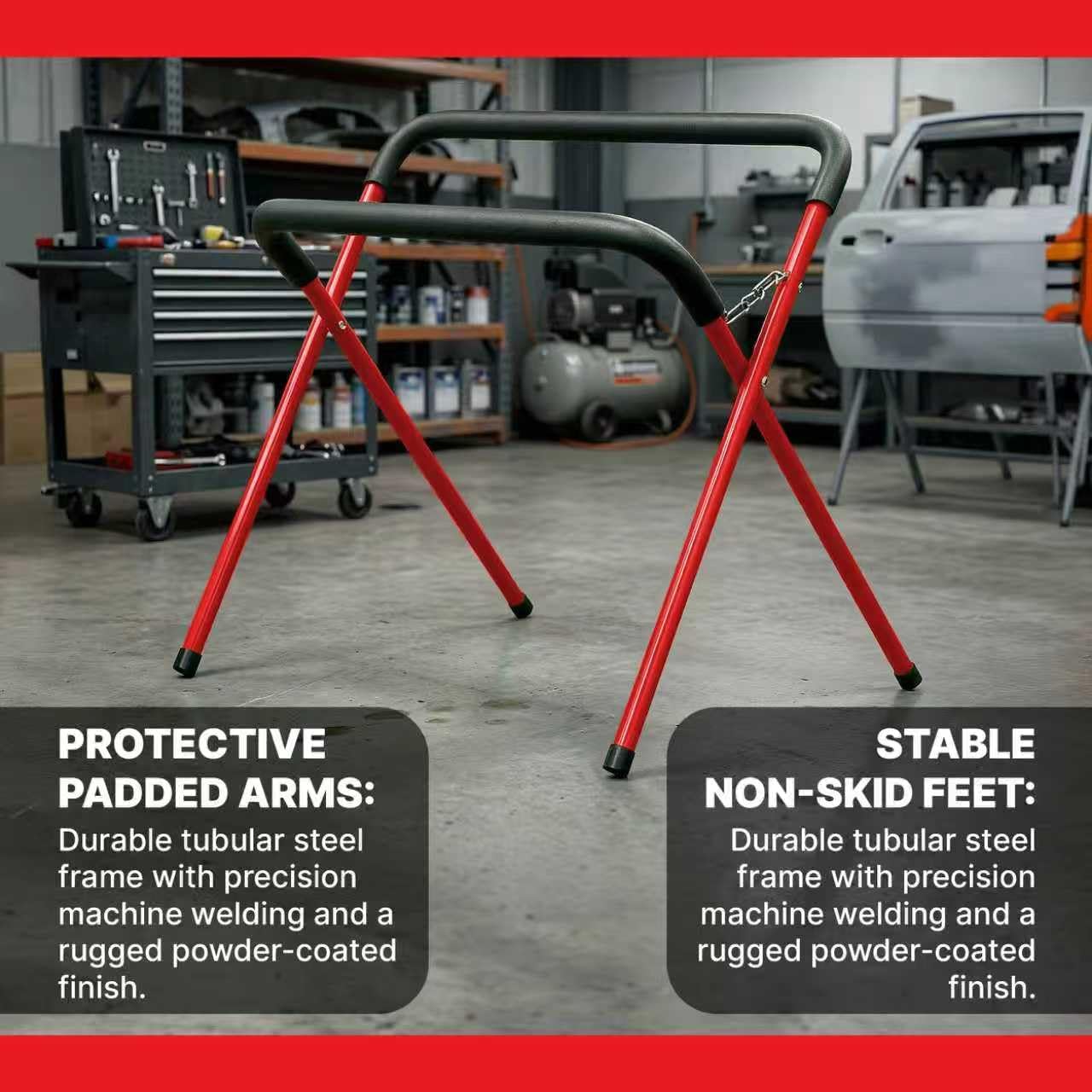 LAUCO Portable Workbench Folding Stand, 500 Pound Capacity Foldable Portable Work Stand , 41" x 43" x 35", Heavy-Duty Bumper Stand for Garage and Shop [9080]