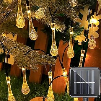 Damla Şeklinde 50 Led Güneş Enerjili Bahçe Balkon Aydınlatma 7 Metre ışık