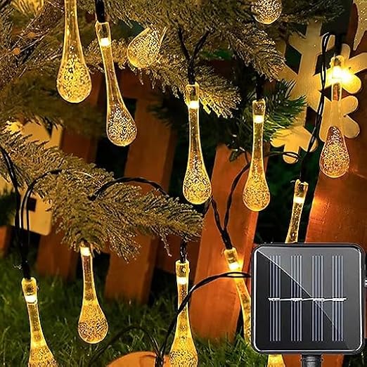 Damla Şeklinde 50 Led Güneş Enerjili Bahçe Balkon Aydınlatma 7 Metre ışık
