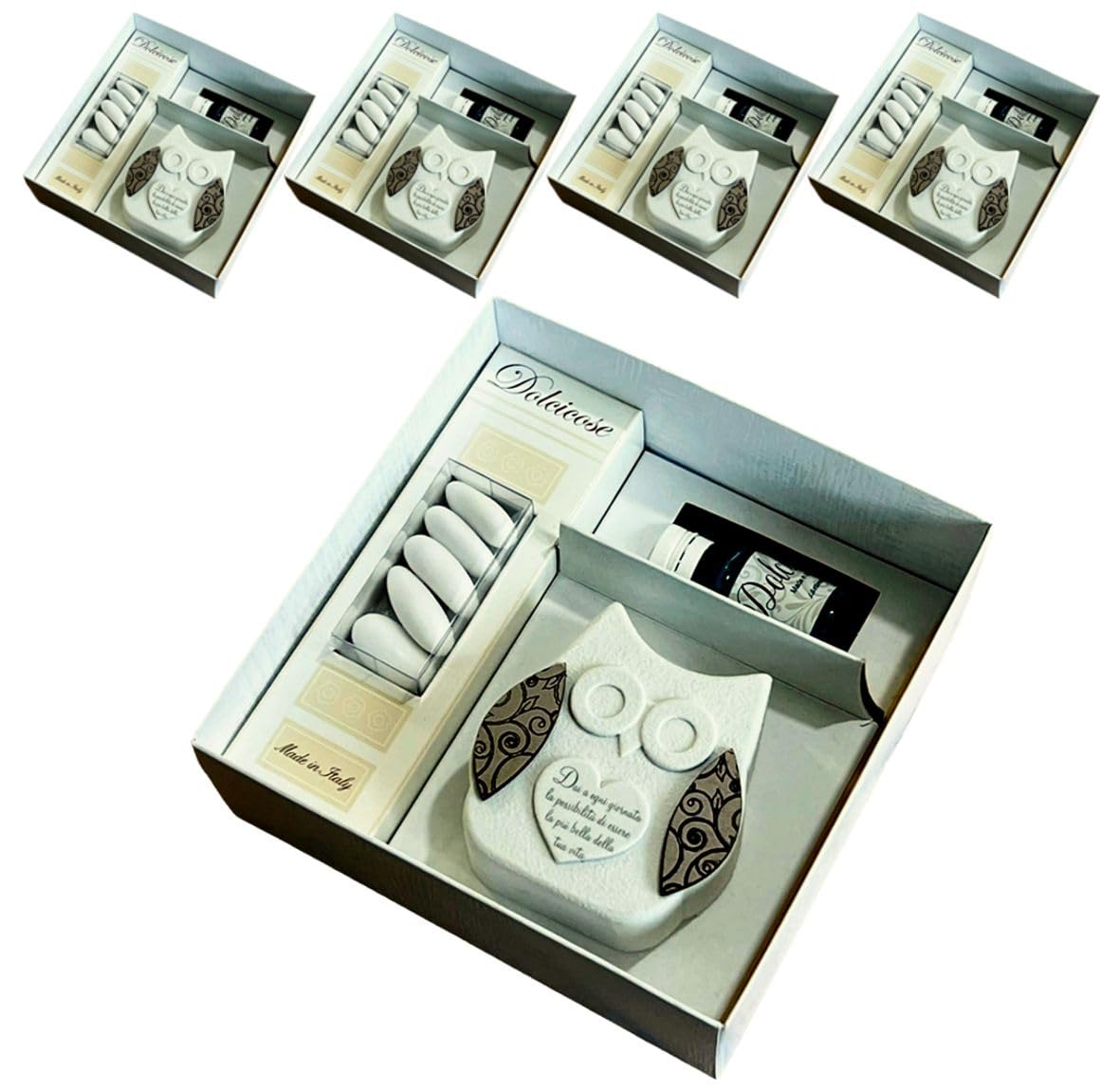 Set Bomboniere In Marmo Di Carrara – Diffusore Con Scatola, Nastro, Biglietto E Essenza Alla Lavanda, Per Matrimoni E Battesimi
