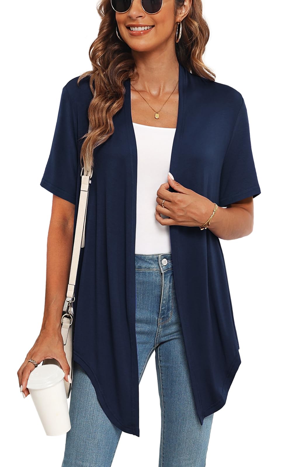 Veryoung Women's 2026 Casual Short Sleeve Cardigan Front Tie Lightweight Summer Casual Open Front Cardigans