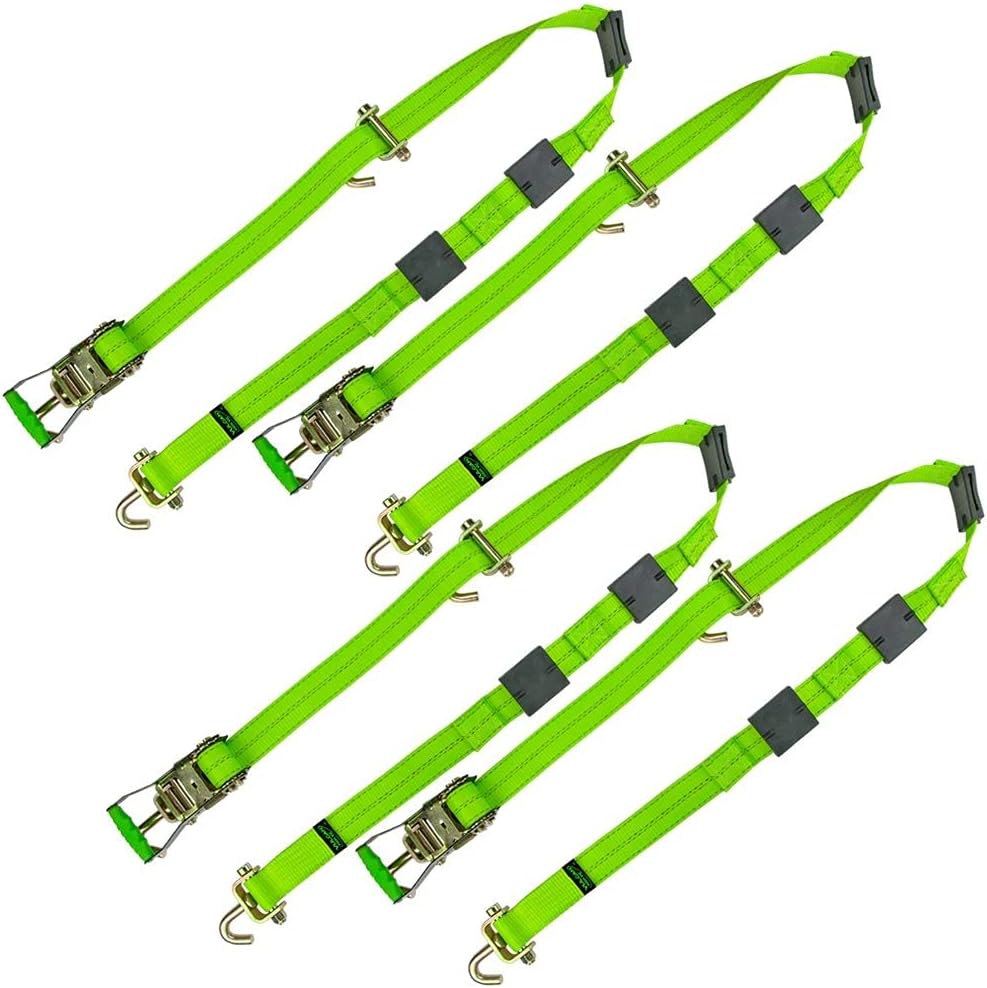Flash Deals - 70% OFF VULCAN Autohauler Car Tie Down - Rolling Idler Three Cleat - 120 Inch, 4 Pack - Classic Yellow - 3,300 Pound Safe Working Load
