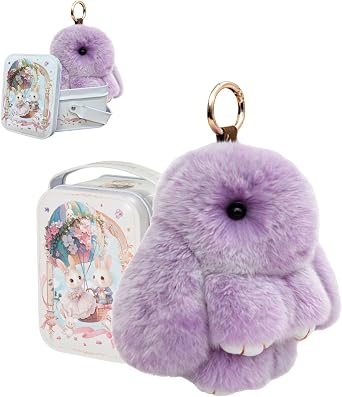 BOVVSKY Bunnylulu Keychain with Box, Bunny Keychain with Tin, BunnyCute Plush Key chain