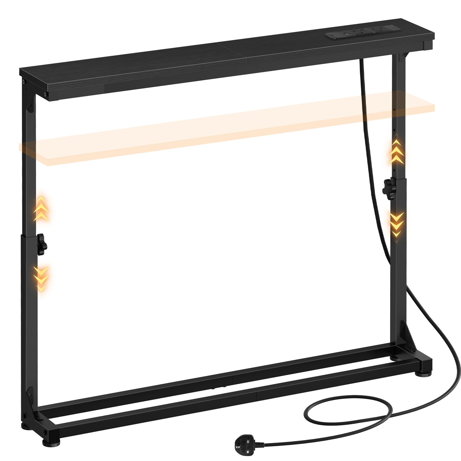 HOOBRO Slim Console Table with Adjustable Height (63.5-83.5 cm), Behind Sofe Table with Charging Station, 100 cm Narrow Console Table for Hallway, Living Room, Bedroom, Black EBB95KXG01 โ image 1