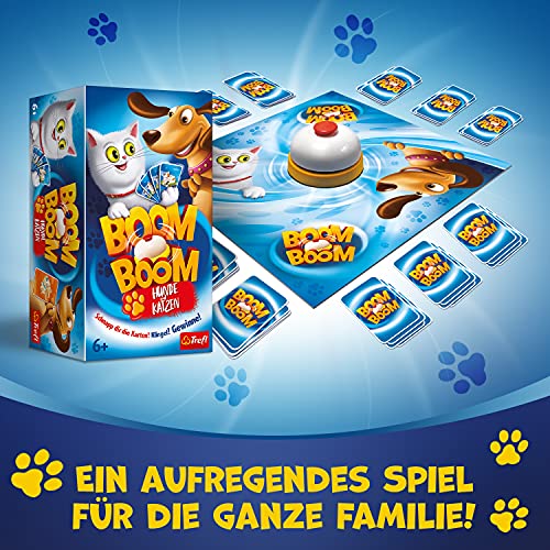 Trefl, Boom Boom Hunde und Katzen, Spiel mit Glocke, Familienspiel, Gesellschaftsspiel für Erwachsene und Kinder ab 6 Jahren 2192 Farbig