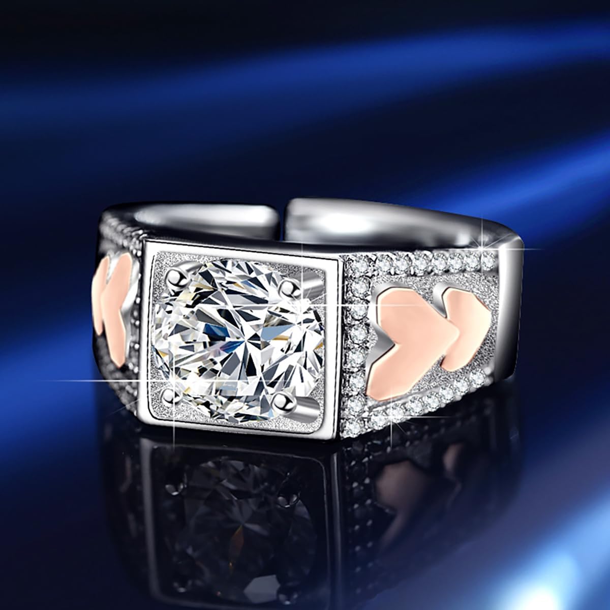 14K Gold Heart 1/2 Carat Diamond Matching Rings for Couples, Wedding Bands for Women and Men,VVS2,D-color,Gift for Wife Wedding Present - Image 4