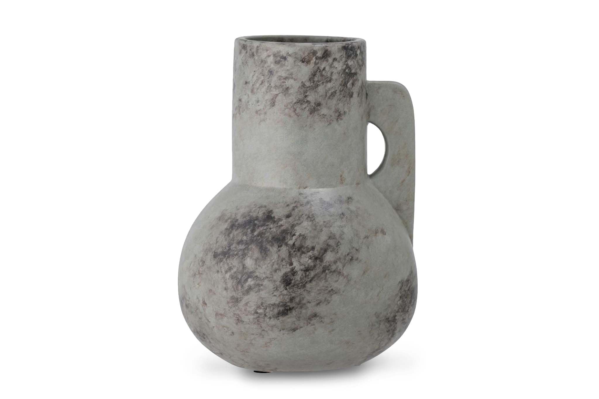 Vase en céramique gris moderne grand format pour fleurs séchées