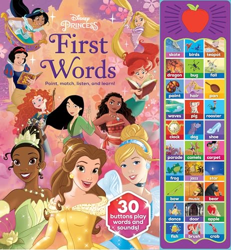 Disney Princess Cinderella, Moana, Rapunzel, and More! - First Words: Point, Match, Listen, and Learn! 30-Button Sound Book - PI Kids (Play-A-Sound)