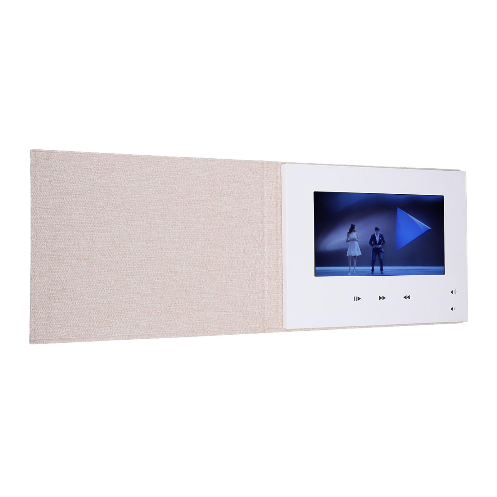 Fabater Biglietto d'auguri Video da 7 Pollici con Schermo LCD, Biglietto d'auguri Elettronico per Brochure Video per Regalo di Compleanno, Stile Tessuto di Lino Carta Dura, Memoria da 2 GB