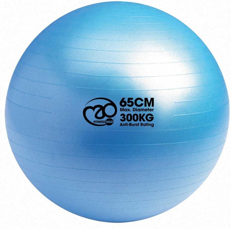 Fitness-Mad 300Kg Burst Resistance Swiss Ball, 45cm/55cm/65cm/75cm, Blue