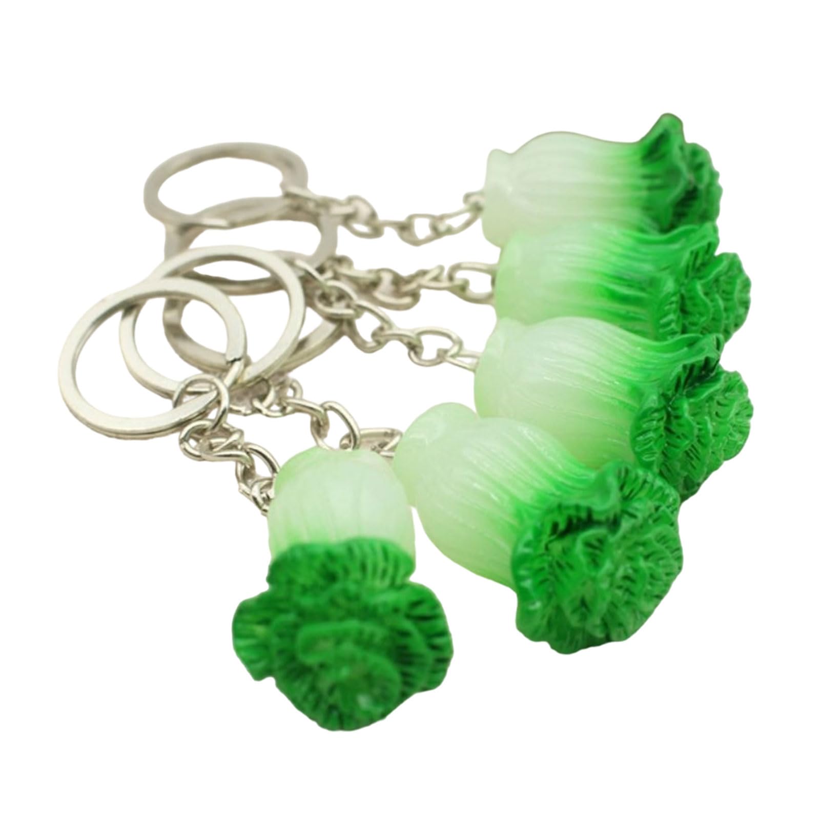 Buxuaaaa 5pcs Cabbage Charm Keychains Resin Lanyards String Simulated Vegetable Keyring for Car Bag Purse Backpacks Personalized Bag
