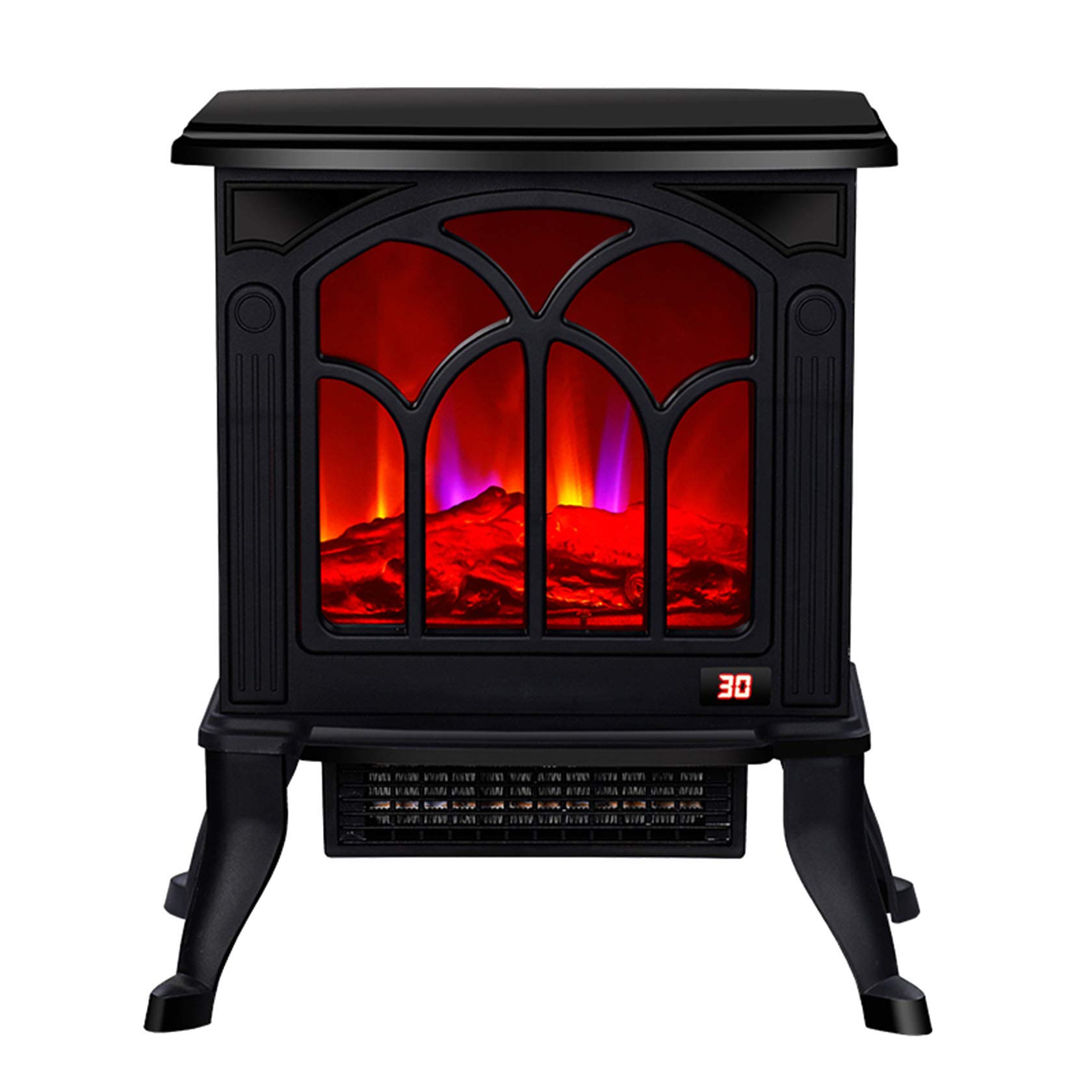 Stufa Elettrica per Caminetto, Stufa per Caminetto, Portatile con Effetto Fiamma Realistico (220 V, 1500 W),Black-Mechanical Control