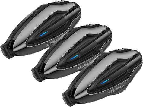 JESIMAIK Motorcycle Intercom H6 Bike Intercom Set of 3 Black