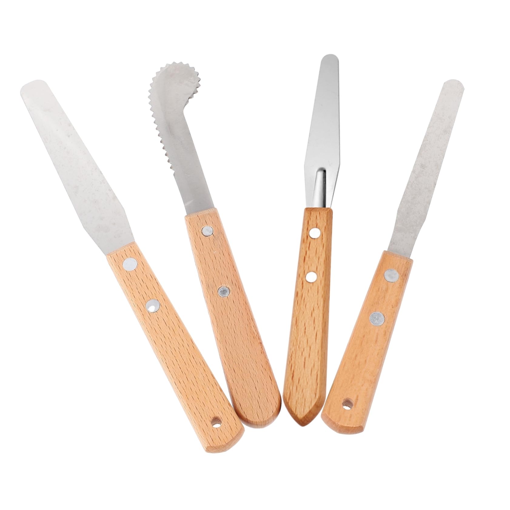 Lurrose 3 Ensembles Couteau À Graver Poterie Sculpture Outil Spatule À Plâtre Coupeur Fraise pour Sculpter Palettiseur Manche Bois Palettiseur pour Argile Acier Inoxydable 4 Pièces * 3