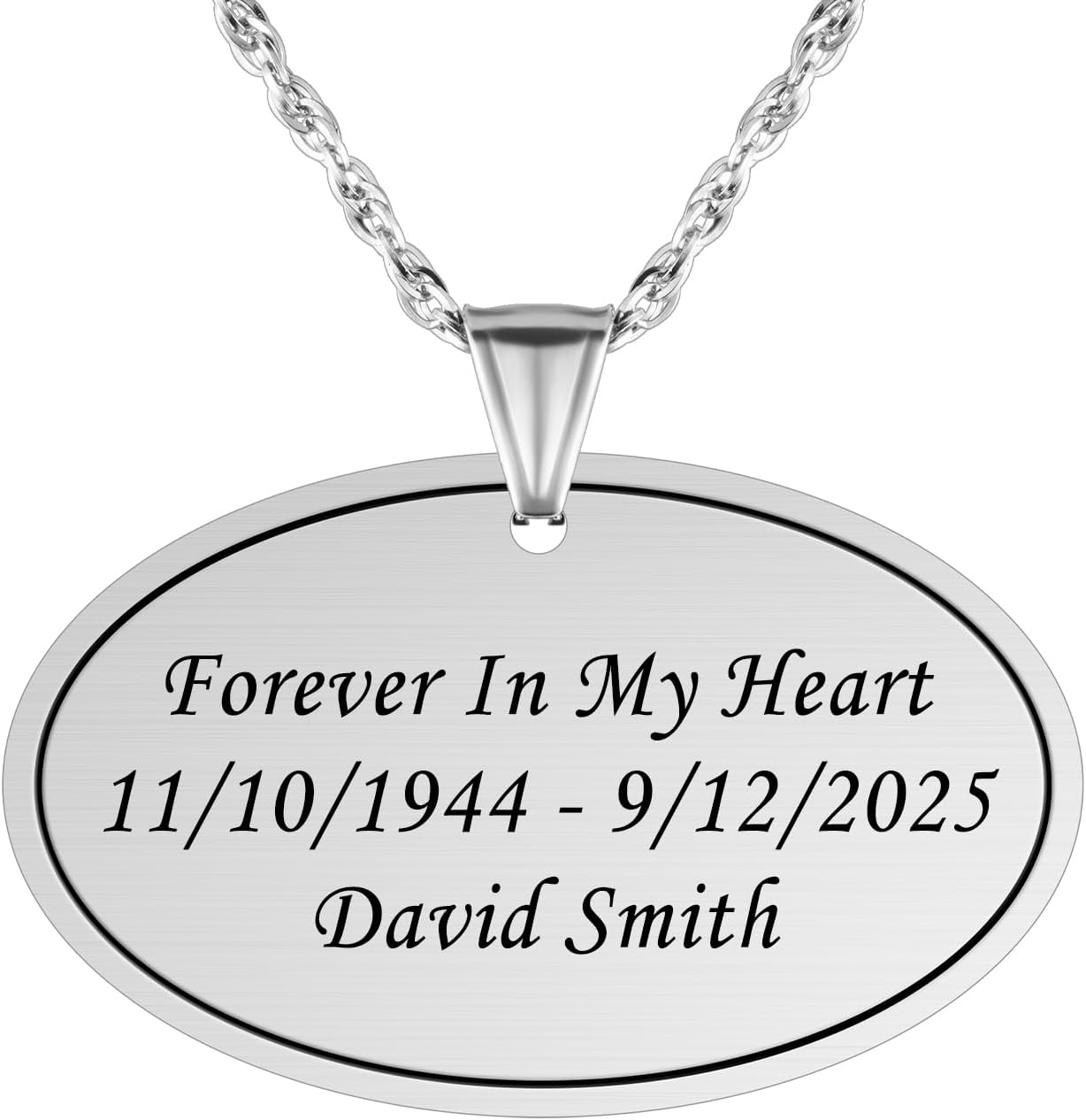 SOITIS Personalized Name Plate for Cremation Urns - Customized Engraved Stainless Steel Memorial Urn Plaque for Funeral Urns - Hanging Name Tag for Ashes Urn