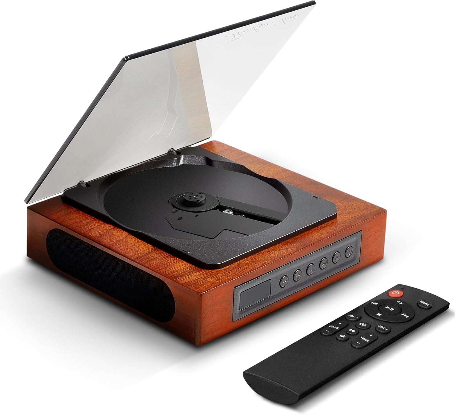 DVP-560 Portable CD Player with Bluetooth, Built-in Dual Speakers, Retro Wooden Design, Rechargeable Battery, SPDIF Output, Compact CD Player for Home Decor, Ideal Gift