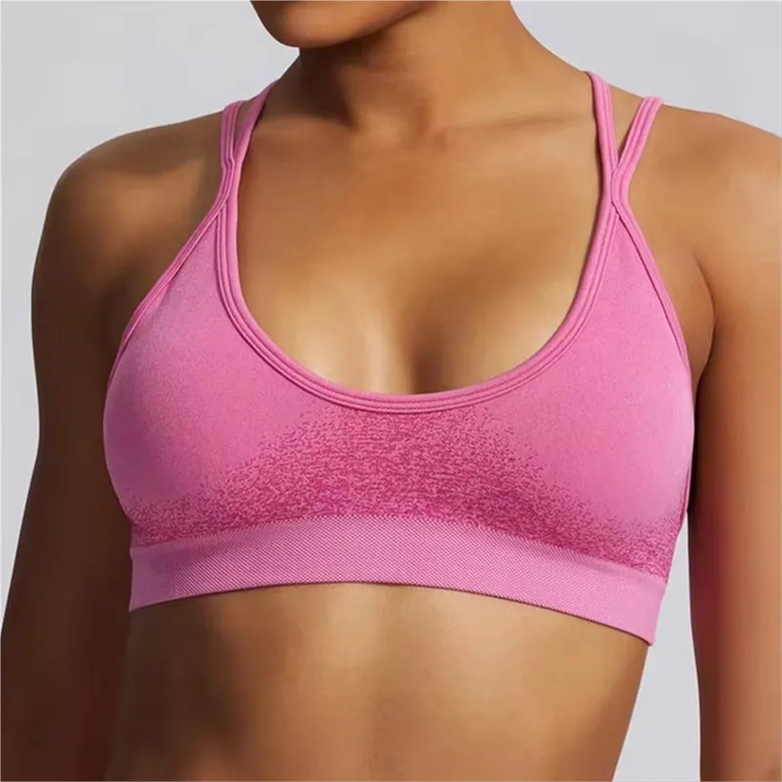 Biustonosze sportowe do treningu, Biustonosz sportowy z wyściełanymi plecami, wiązany na szyi, bezszwowy, krótki top do biegania do jogi, wielokolorowy XS-XL