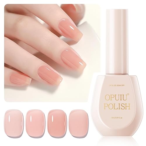 OPUIU Esmalte de uñas de gel natural Nude Jelly translúcido, esmalte de uñas neutro, 0.5 fl oz, manicura francesa para el hogar disponible en Yaxa El Salvador