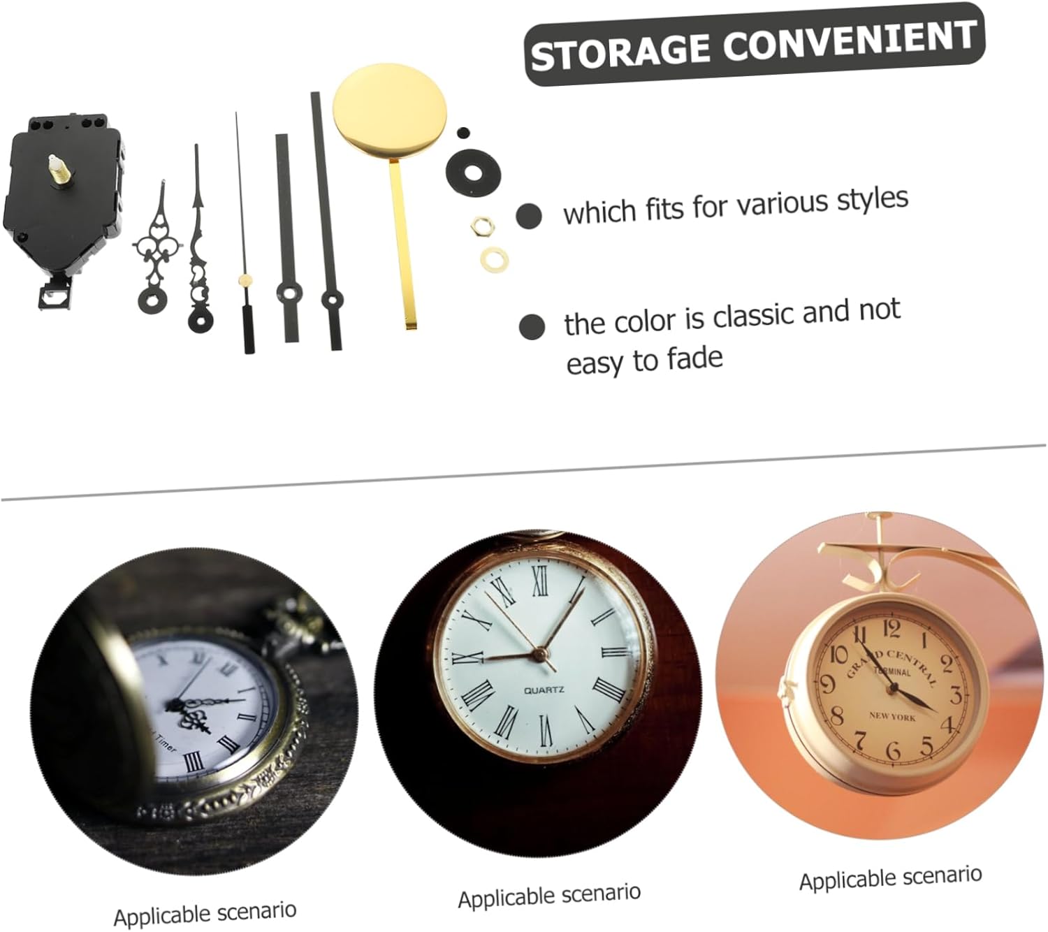 DOITOOL 3sets Clock Movement Pendulum and Hands Battery Operated Mechanism for Home Decor and Custom Clock Projects