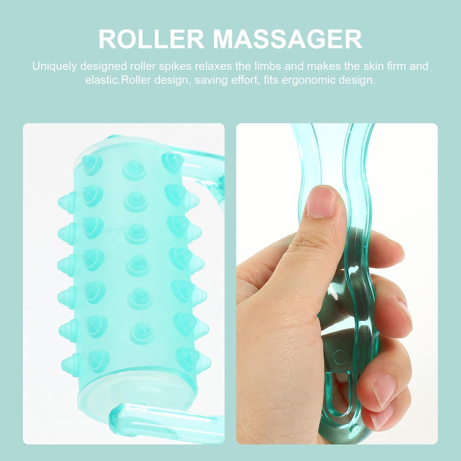 minkissy Muscle Roller Massage Set with Easy Grip Handles for Joint and Back Pain Relief Plastic Acupressure Roller for Deep Tissue and Cellulite Massage 7.48X3.54X4.72 Inches