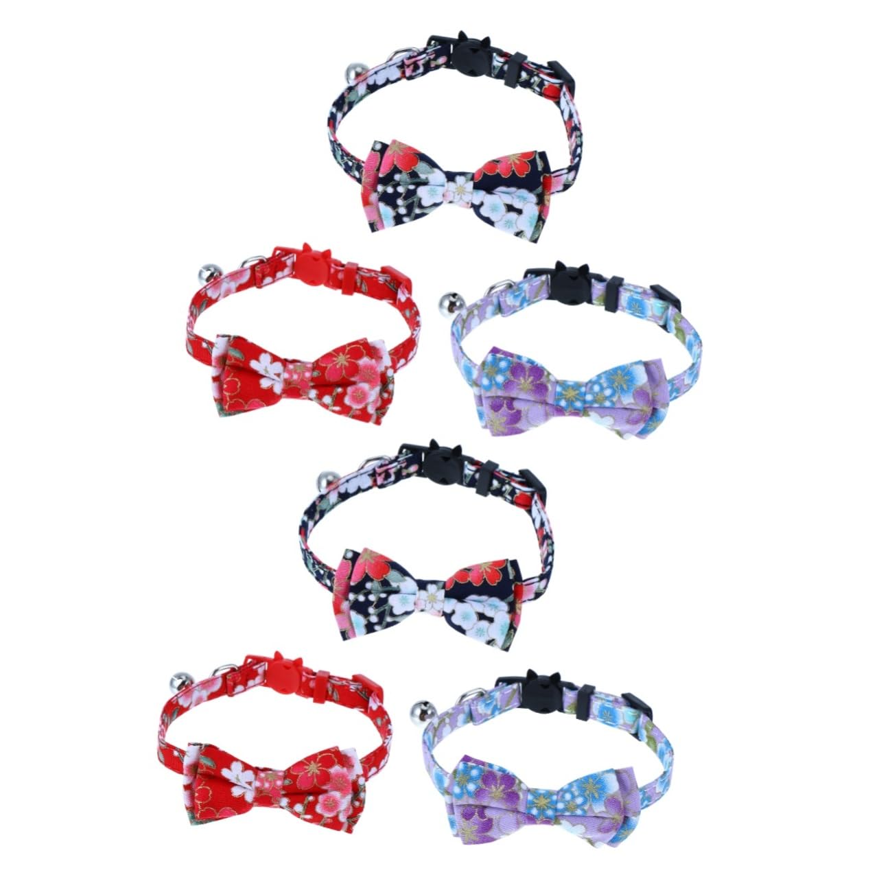 Collier pour chat et chiot YARNOW avec noeud floral et chaîne réglable en chiffon, lot de 6 pièces