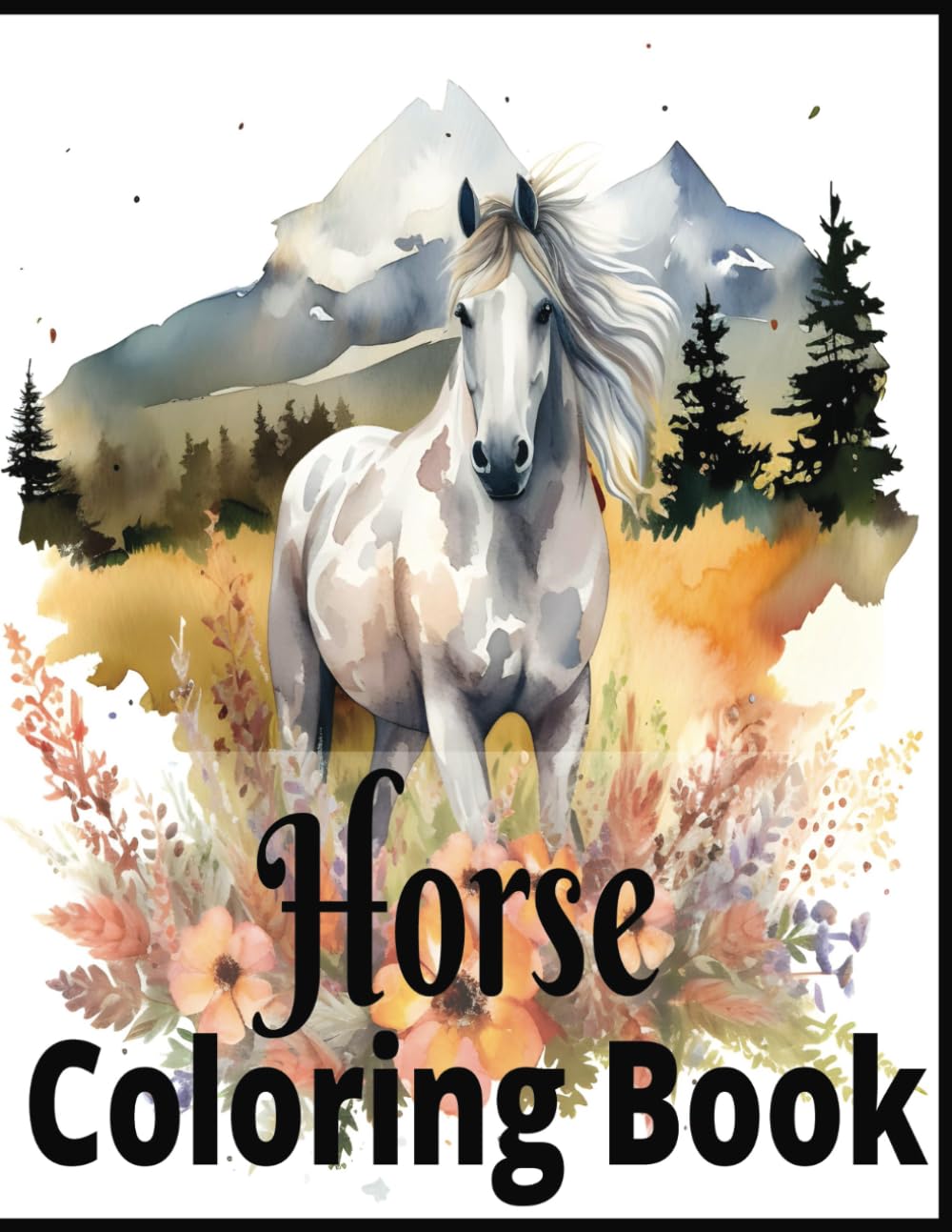 Horses Coloring Book: for Adults-: 50 Greyscale Coloring Pages of Beautiful Horses for Relaxation and Stress Relief