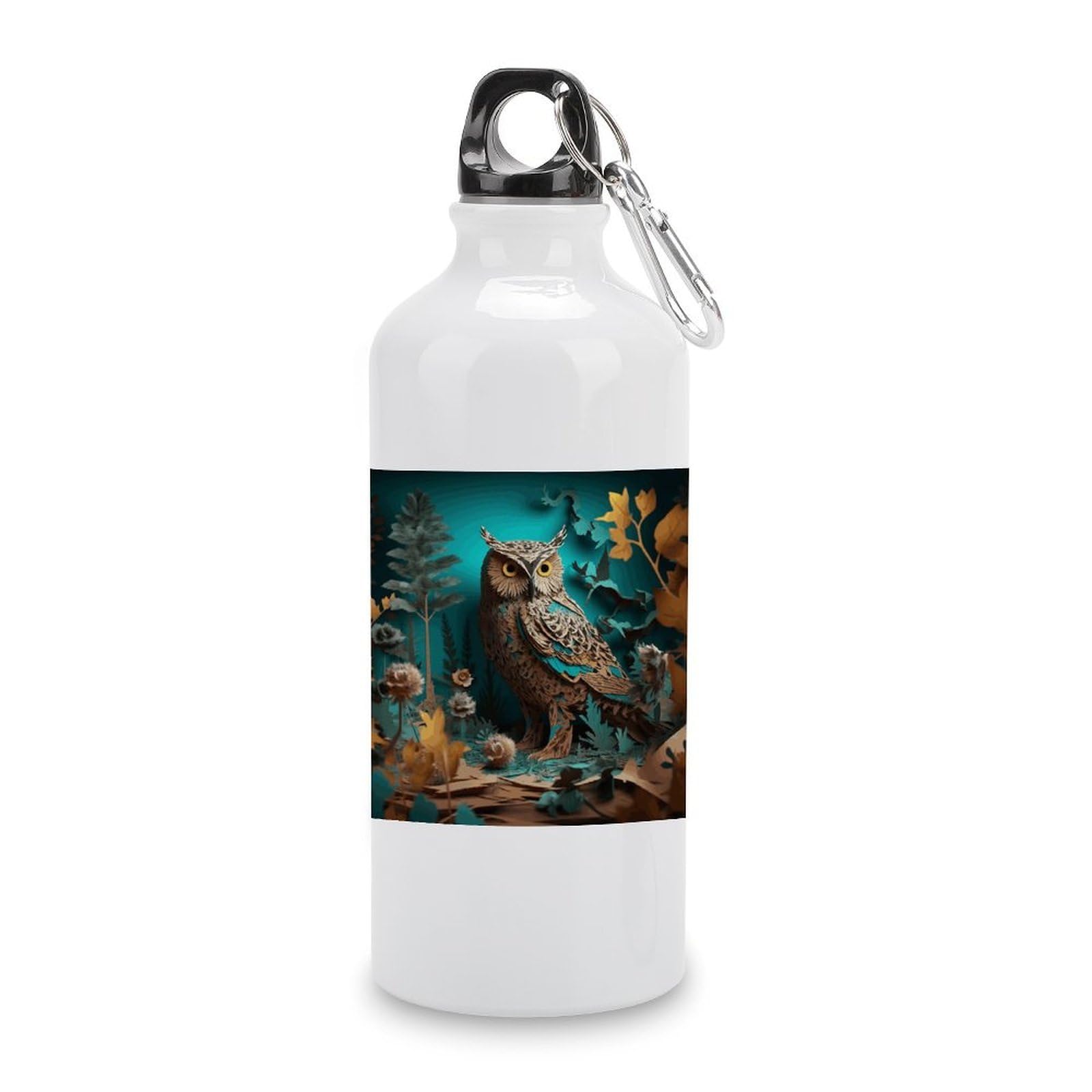 VstaDank Owl Water Bottles Aluminum Sports Water Bottle with Lid&Hook Buckle Fashion Vacuum Insulated Water Bottles Hydration Flask Leak Proof Tumbler Keep Cold&Hot