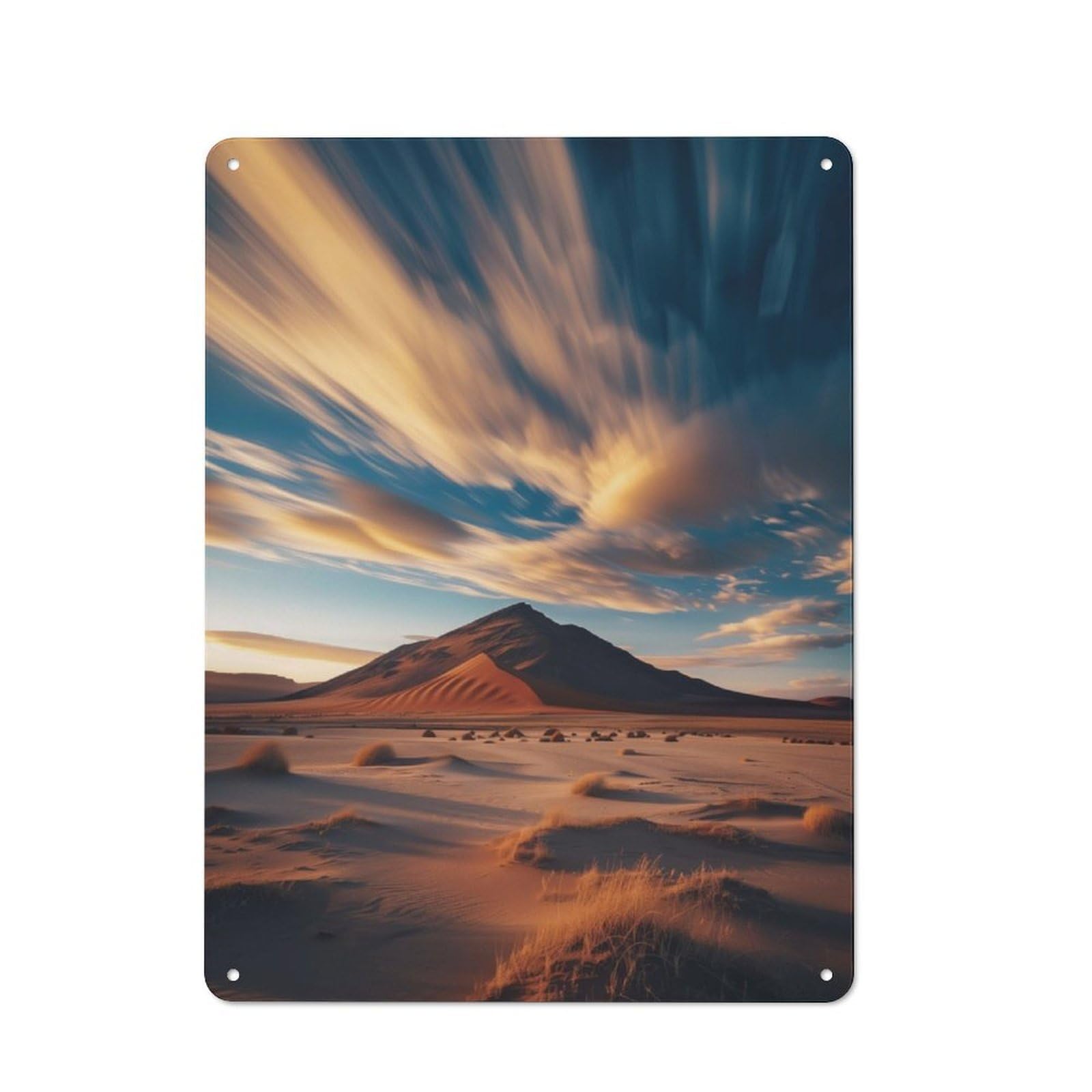 Junmoney Desert Twilight Rush Rustic Metal Plaque 40X30cm For Guest Room Or Hallway, For Home Interiors, Feature Walls And Decorative Displays