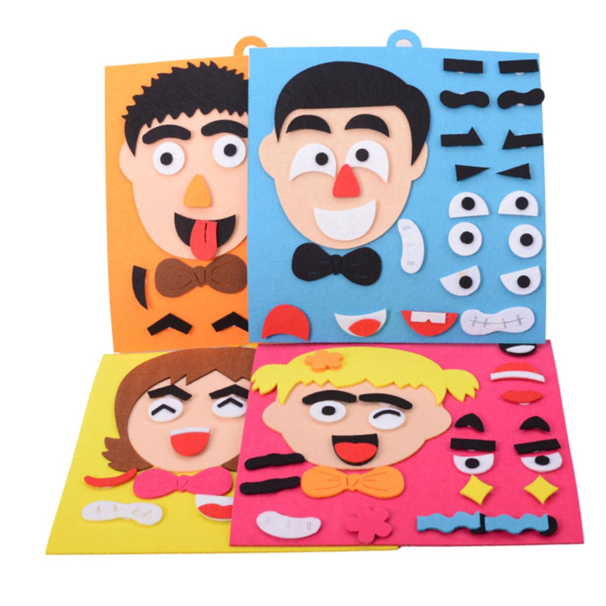 Beaupretty Early Development Facial Puzzle for DIY Funny Faces Changing Game Soft Cloth Material Educational Set for Parent Interaction Orange Boy Style