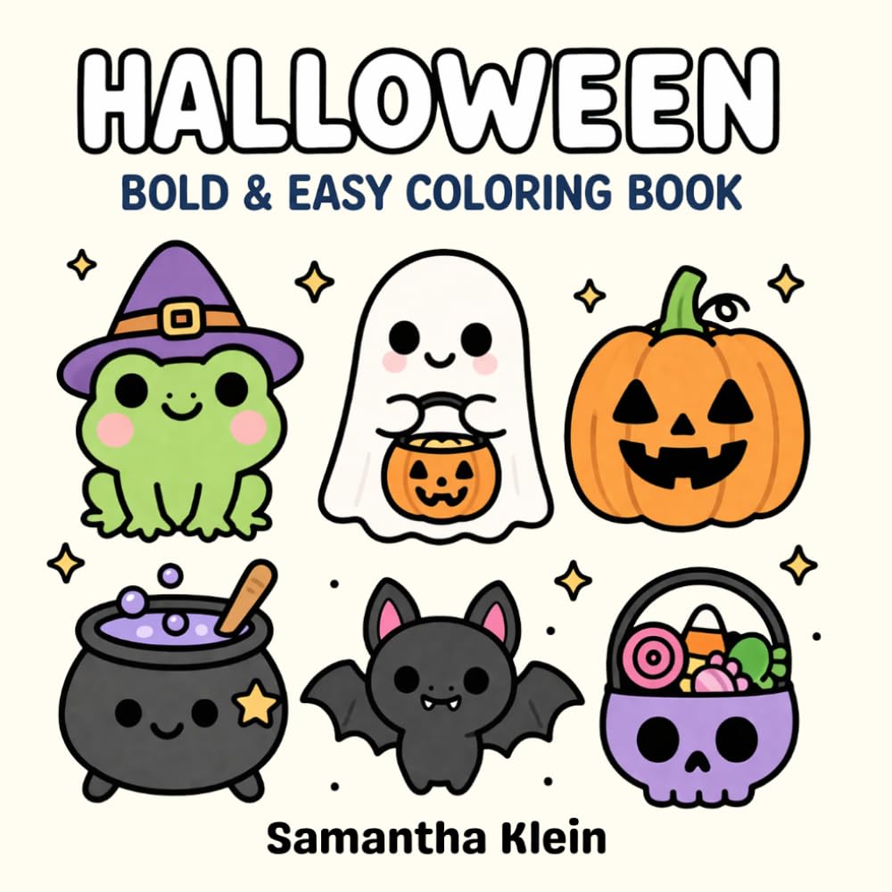 Halloween: Spooky Cozy Bold & Easy Coloring Book for Kids and Adult (Halloween Coloring Books)