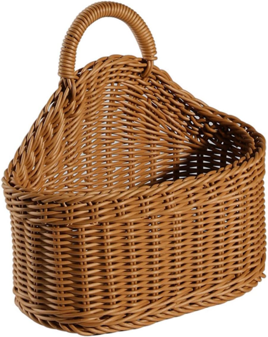 DOITOOL 1pc Wall Hanging Storage Basket Cabinet Decor Floral Decor Hanging Flower Pot Woven Wall Basket Wall Mounted Basket Plant Basket Household Storage Basket Plastic Knitted Basket Nut