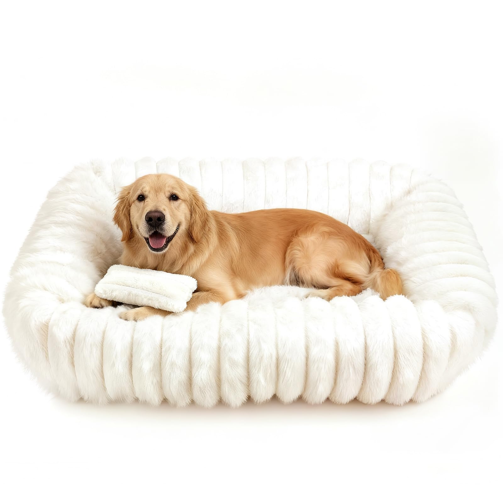 Dog Beds Large Sized Dog, Washable Self Warming Dog Cat Bed Rectangle Orthopedic Large Pet Sofa, Super Soft Plush Rabbit Fur Pet Couch Cute Cat Bed with Removable Zipper Cover & Anti-Slip Bottom - image 7