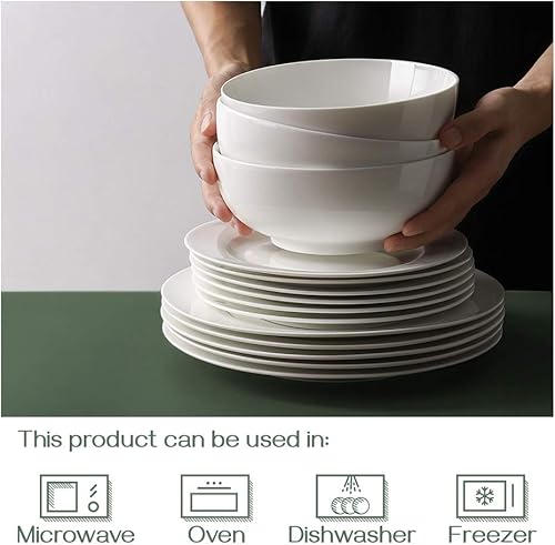Vista 24 de DOWAN Tazones grandes de 11.5 pulgadas, plato blanco de 3.2 cuartos de galón, cuencos grandes de cerámica, aptos para microondas y lavavajillas