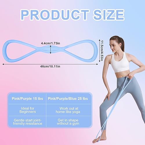 Miniatura 2 de Banda de Resistencia Figura 8: Bandas de Resistencia con Asas para Entrenar - Bandas de Resistencia en Forma de 8 para Mujeres - Bandas de Ejercicio