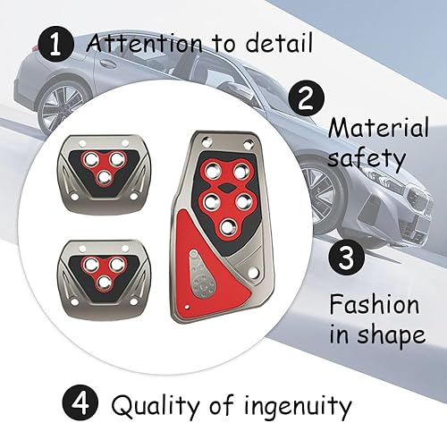 Miniatura 3 de Almohadillas para pedal de automóvil, kit de placa de descanso de pedales, fundas para pedal de gas, almohadillas de pedal de freno de acelerador,