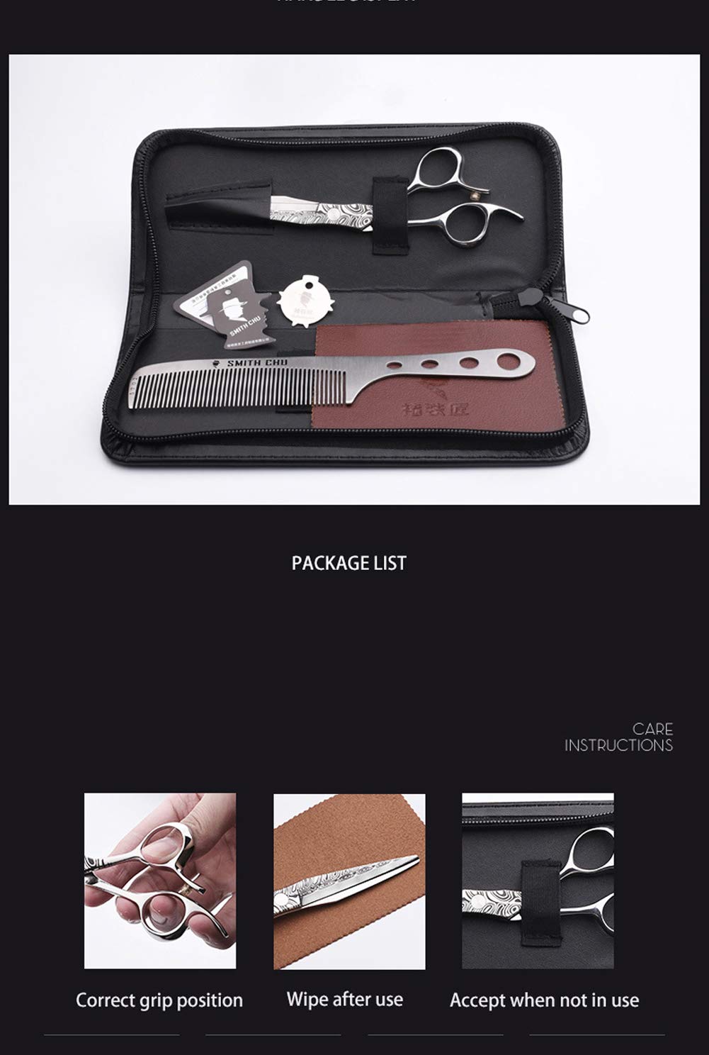 6 Zoll Professionelle Japanische Schere 15,3 cm Friseurschere Friseurschere Set Salon Haarschneide Effilierschere Kamm Cutter Schere Edelstahl,Set