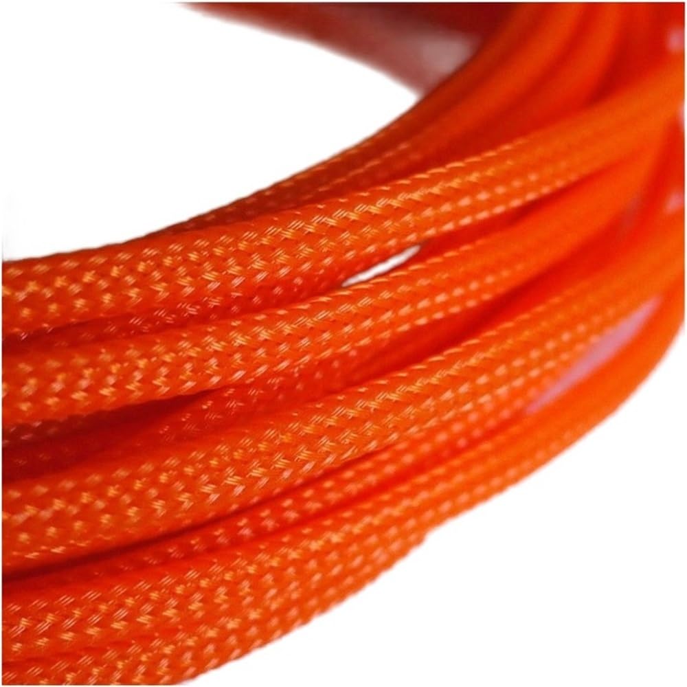 LOMNCHSG Wire Insulation Braid Fire Sleeve, PET Flat Expandable Braided Sleeving, Multicolor, Multiple Sizes(Orange,6MMx10M)