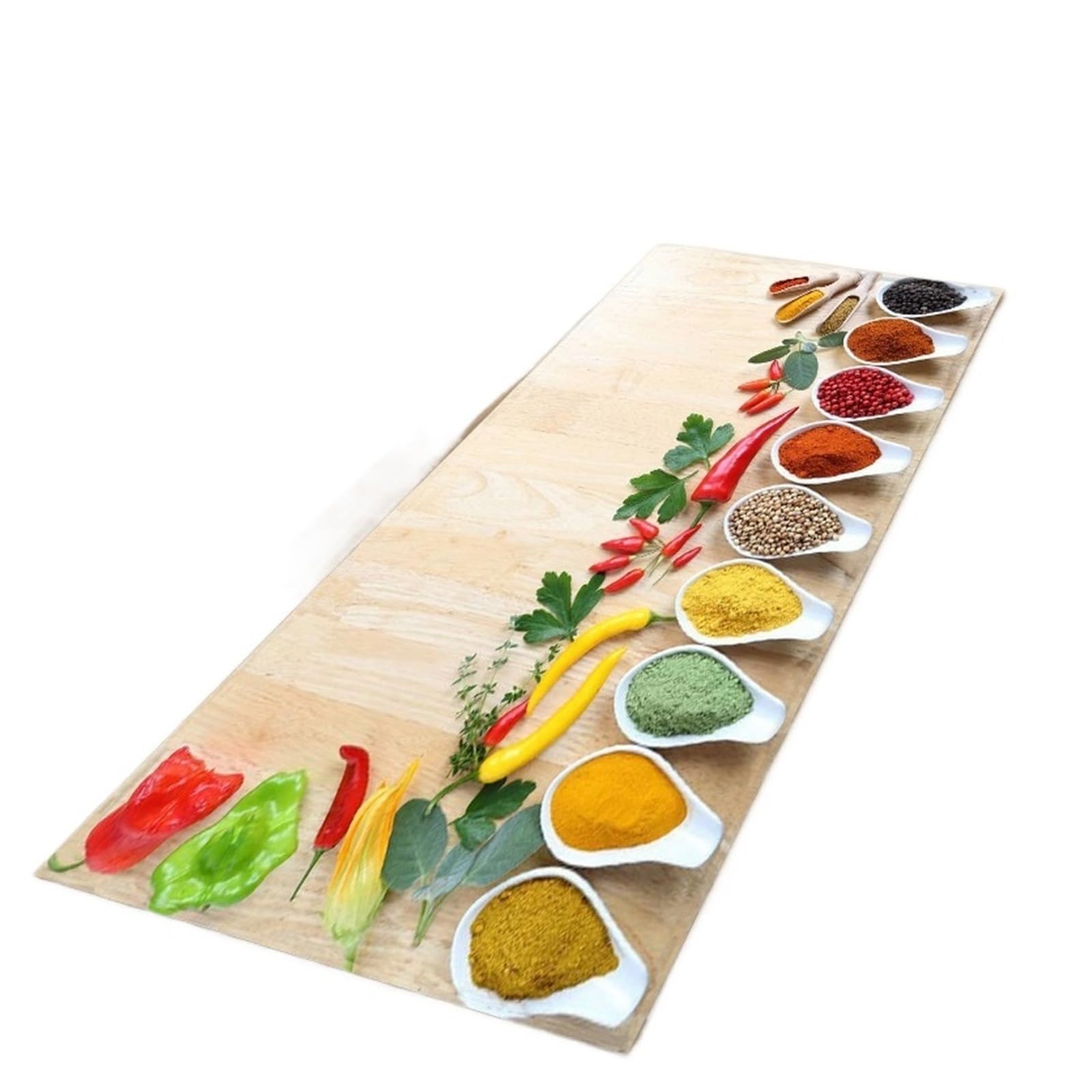 Tapis de cuisine imprimé épices lavable 2 pièces 40x60/40x120cm