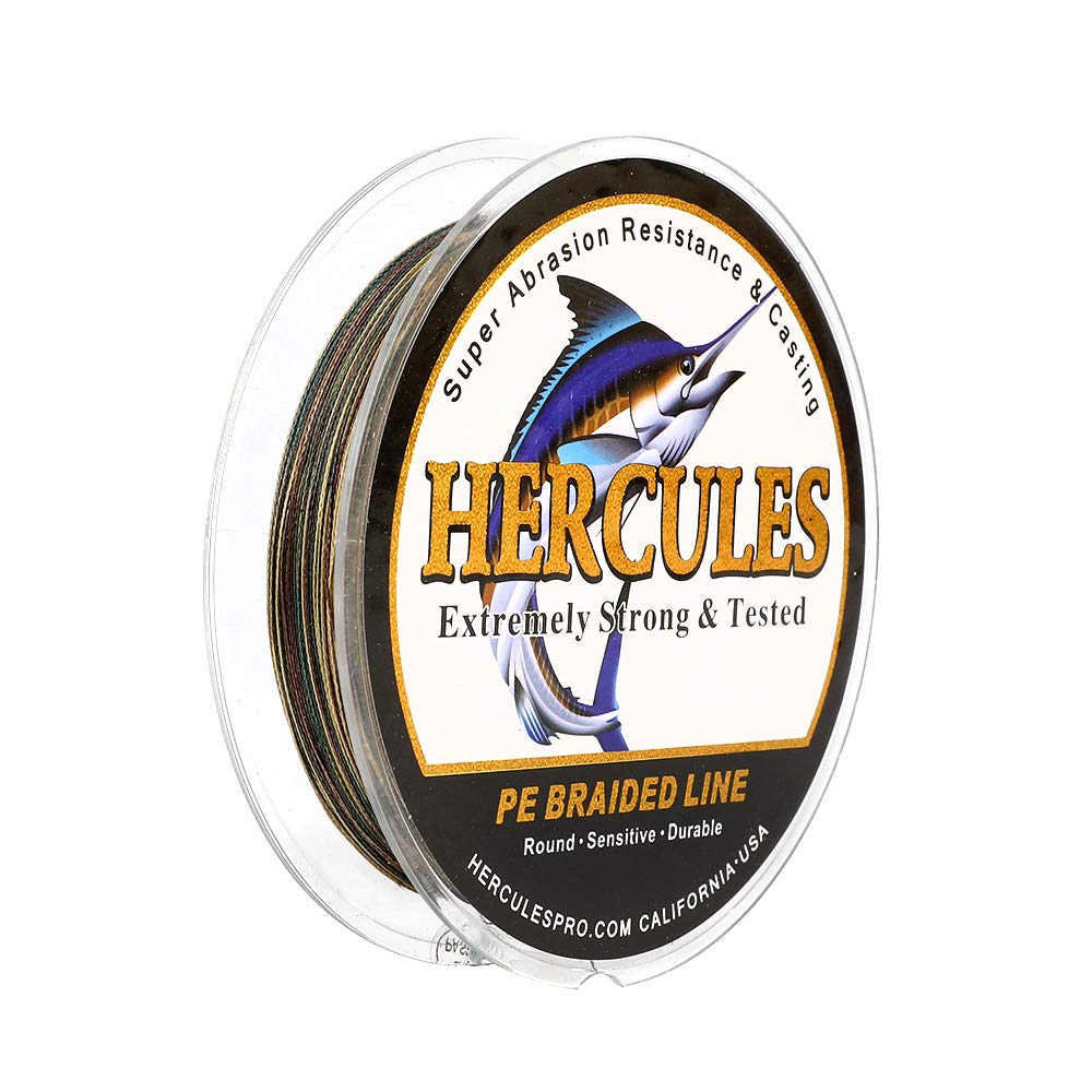 HERCULESCost-Effective Super Strong 4 Strands Braided Fishing Line 6LB to 100LB Test for Salt-Water, 109/328 / 547/1094 Yards (100M / 300M / 500M / 1000M), Diam# 0.08MM - 0.55MM, Hi-Grade