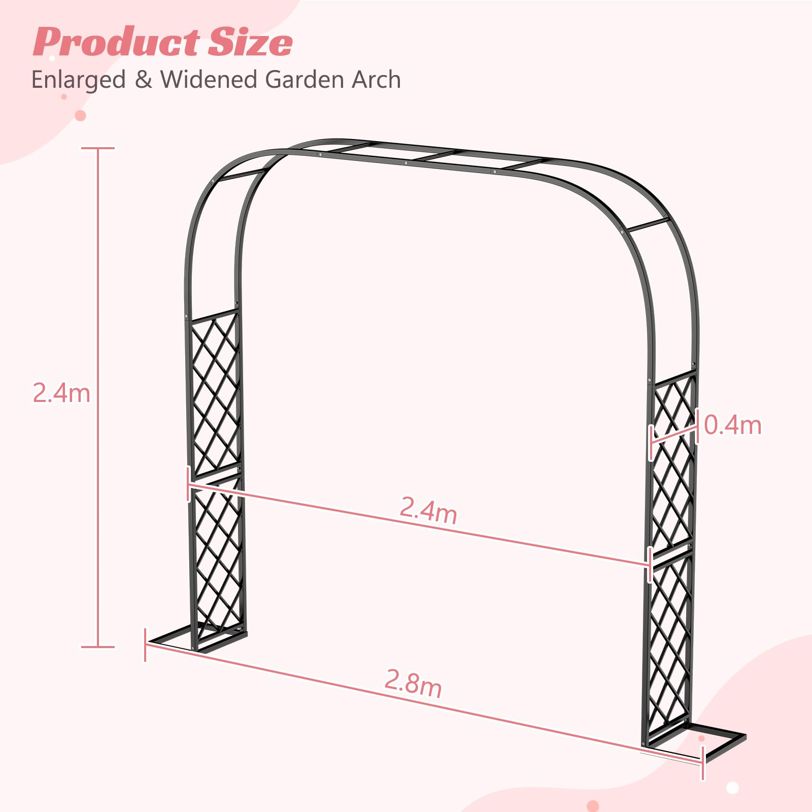 Xverycan Arche Jardin pour Rosiers Plantes Grimpantes, Arche de Jardin métallique Plus Robuste 2,4x2,4m,Arche de Jardin en Treillis,Décoration de Fête - 2