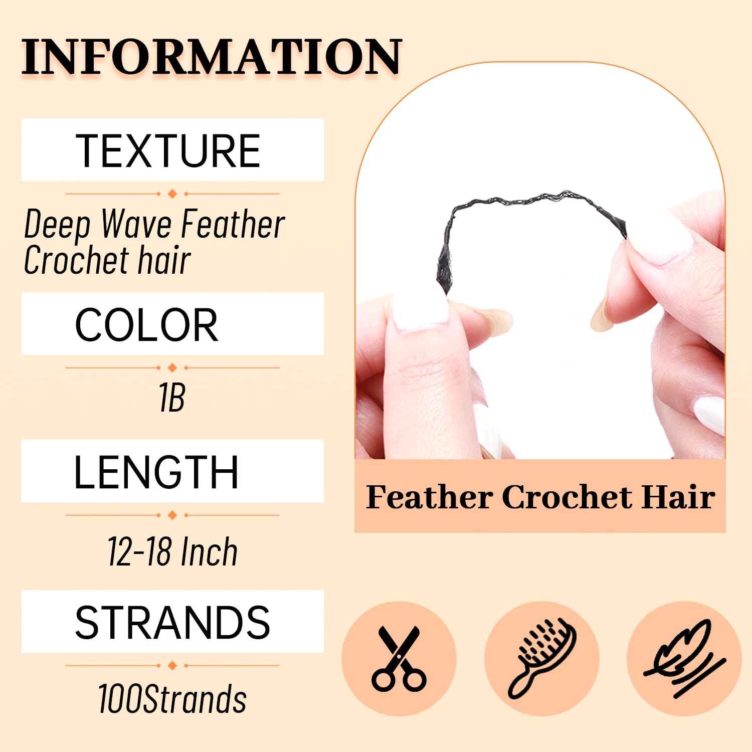 Miracle Knots Feather Crochet Synthetic Hair, Curly Deep Wave